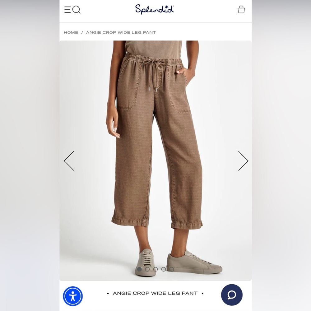 Splendid Angie Crop Wide Leg Pants S Small Macchiato